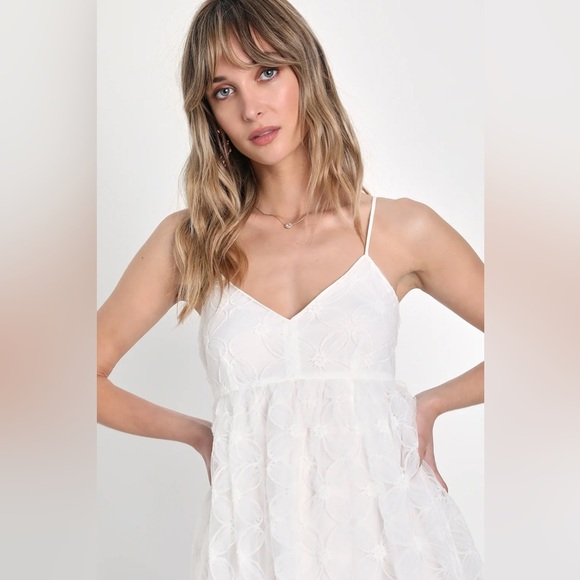 Lulus Small Radiate Elegance Ivory Floral Tulle Midi Dress - Picture 4 of 8